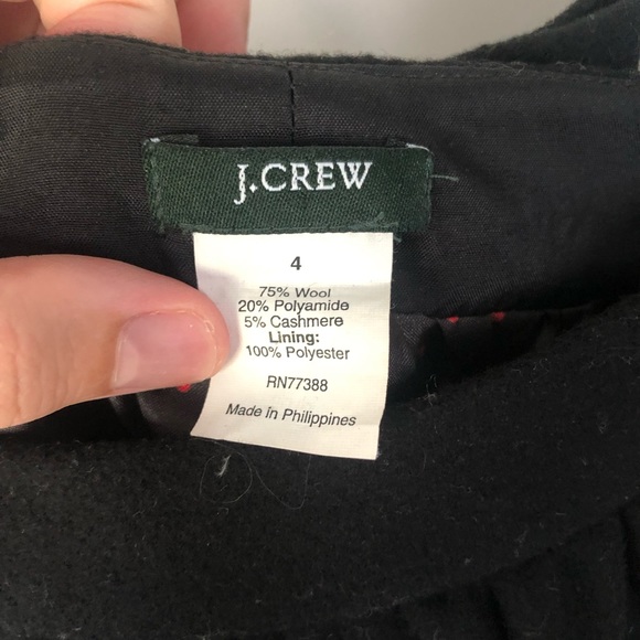 J.Crew Black Wool Cashmere Shift Dress w/ Bow - Picture 2 of 3